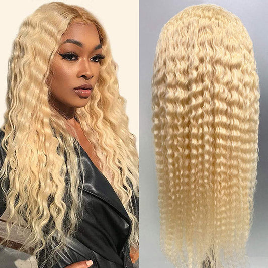 613 Honey Blonde Lace Front Human Hair Wigs 13*4 Deep Wave Lace Front Wig 150% Density