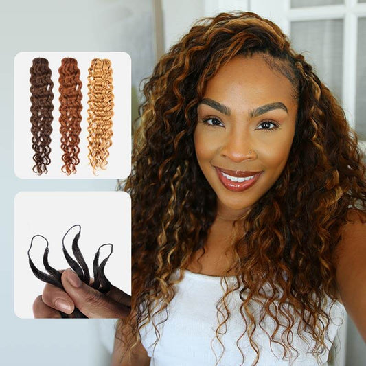CLEARANCE SALE| Ombre Color Water Wave Brown Highlight Feather Human Hair Extensions