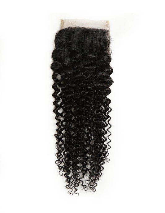 QVR Remy Human Hair 4x4 Closure Jerry Curl Natural Color