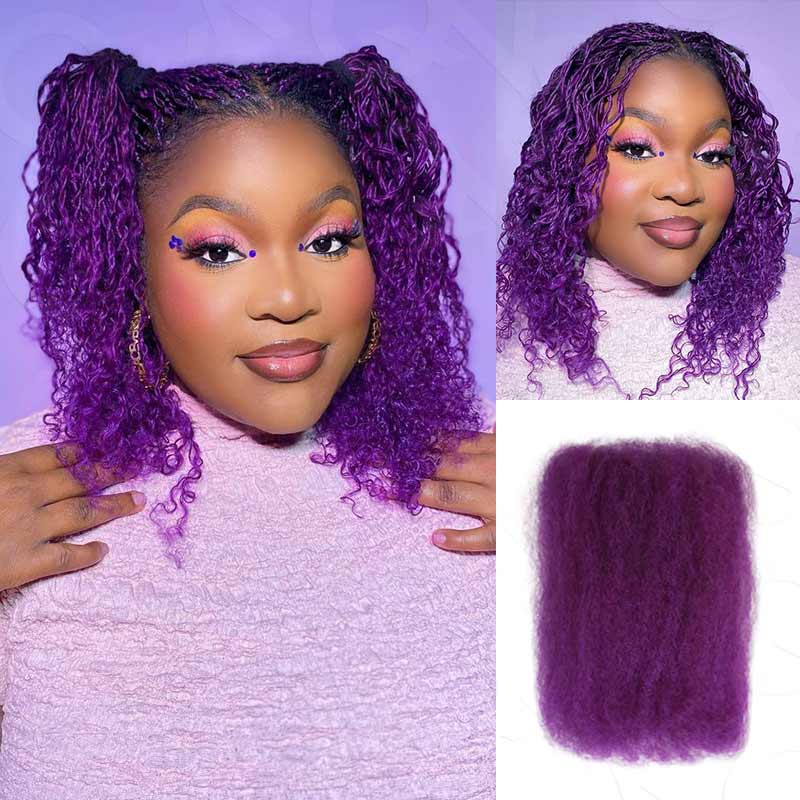 QVR Type 4C Afro Kinky Bulk Braiding Human Hair Extensions For Black Women