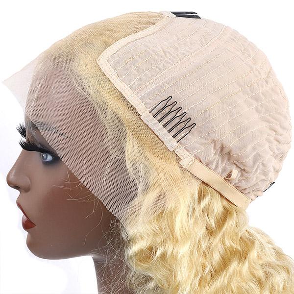 613 Honey Blonde Lace Front Human Hair Wigs 13*4 Deep Wave Lace Front Wig 150% Density