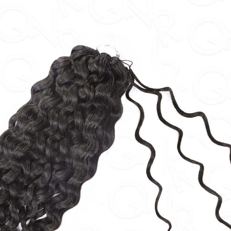 P3G5|Natural Black Water Wave Feather Crochet Hair