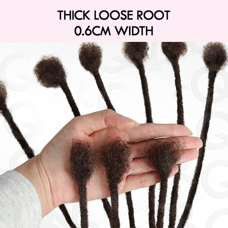 QVR Handmade Dreadlocks Dark Brown #4 Thickness 0.6cm Human Hair Loc Extensions