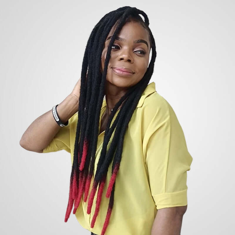 QVR Ombre T1B/Red Dreadlock Loc Extensions Virgin Human Hair Dreadlocks Braid