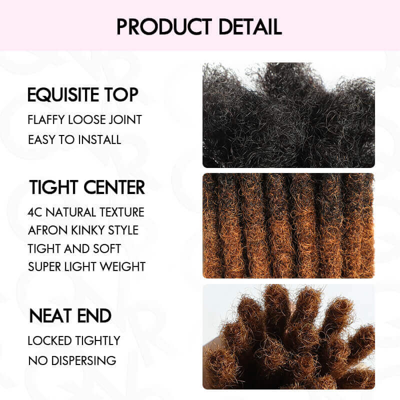 QVR Handmade Dreadlocks Ombre #T1B/30 Color Thickness 0.6cm Loc Extensions Human Hair