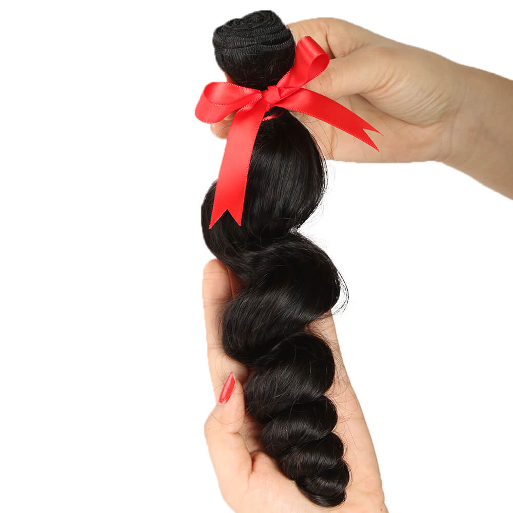 QVR Loose Wave Human Hair Weaves 1 Bundle