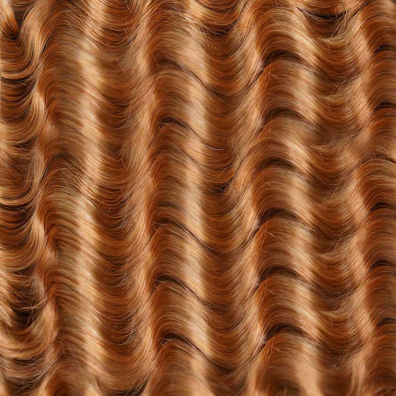 QVR Honey Blonde #27 Crochet Hair Deep Wave Machine Made Feather Human Hair Extension