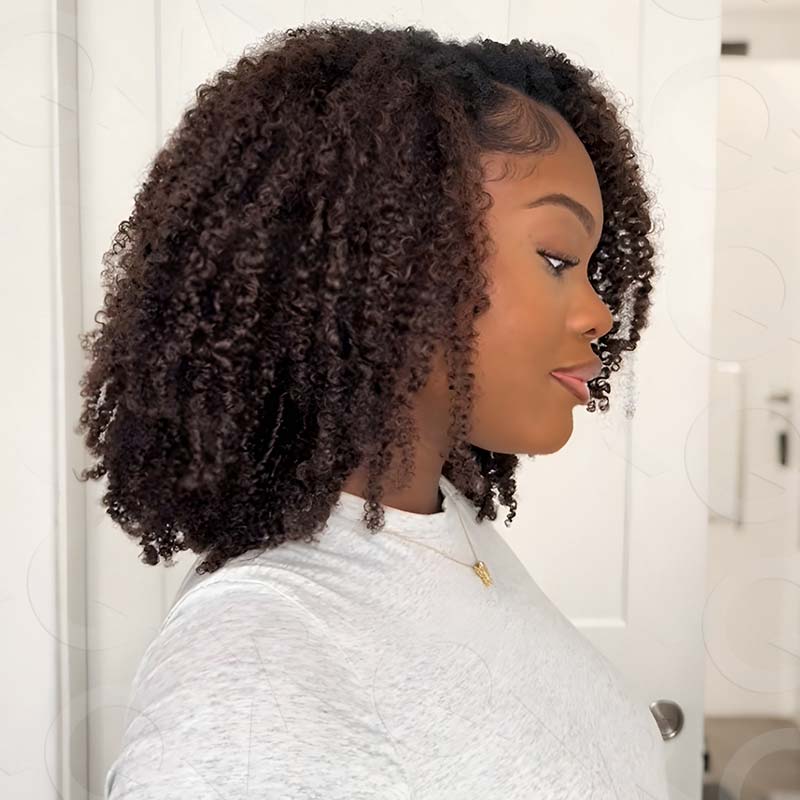 US Only|QVR #4 Afro Kinky Curly Feather Crochet Human Hair