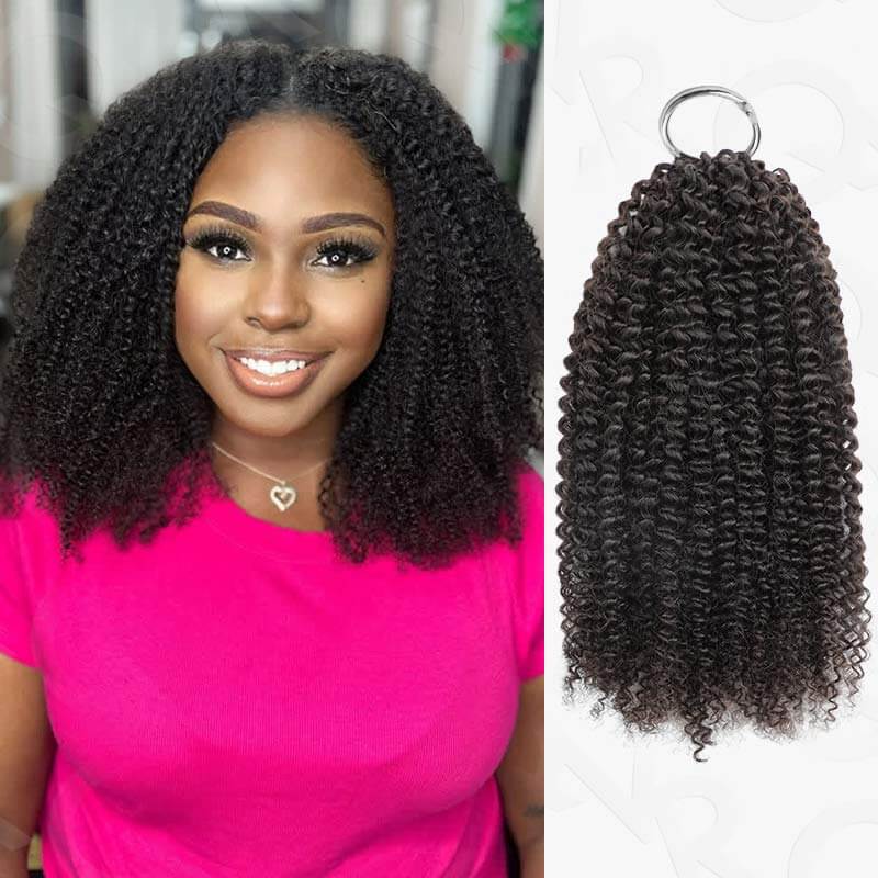 QVR Ramen Curl Crochet Hair Natural Black Machine Made Feather Crochet Human Hair Extension