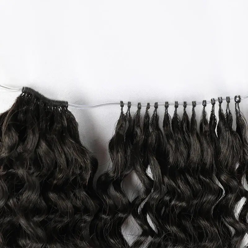 QVR #27 Water Wave Handmade Feather Crochet Human Hair Extensions