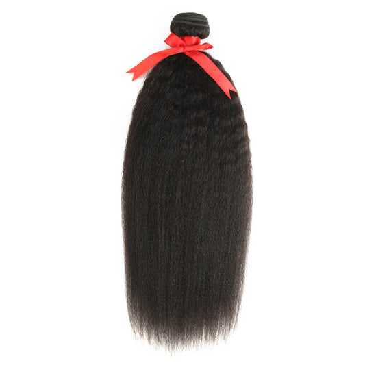 QVR Kinky Straight Human Hair Weaves 1 Bundle