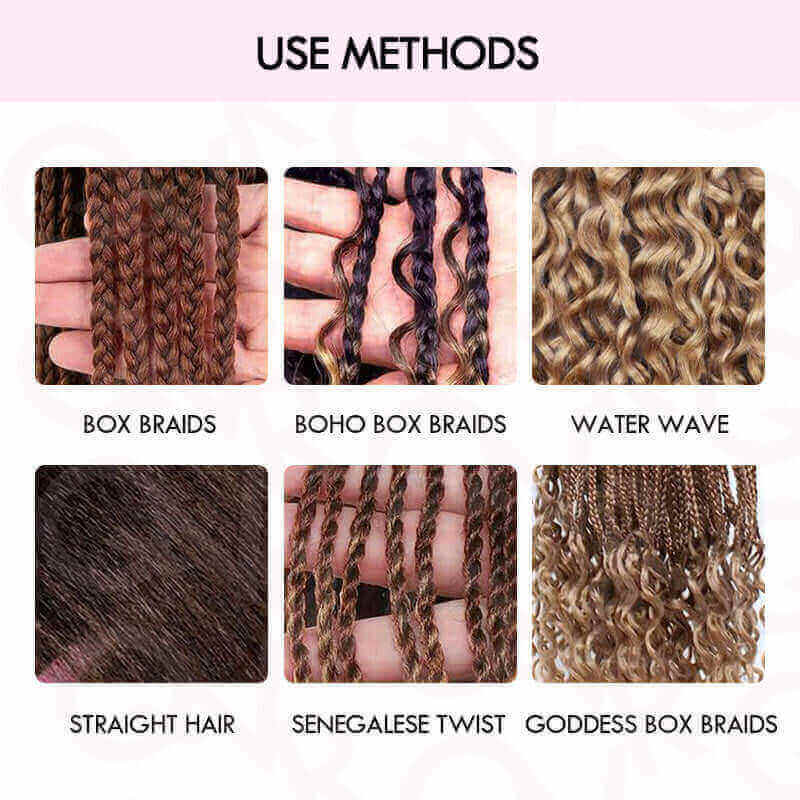 QVR Ombre #T1001/ORANGE Water Wave Bulk Hair Extensions for Boho Knotless Braiding