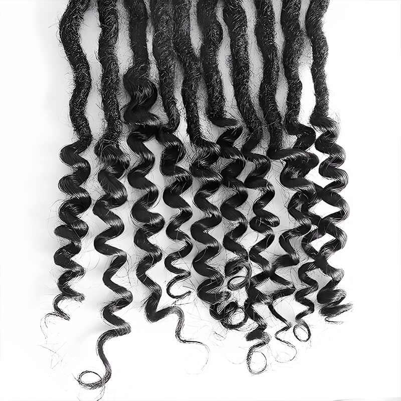 QVR Natural Black Dreadlock Loc Extensions With Curly Ends Human Hair