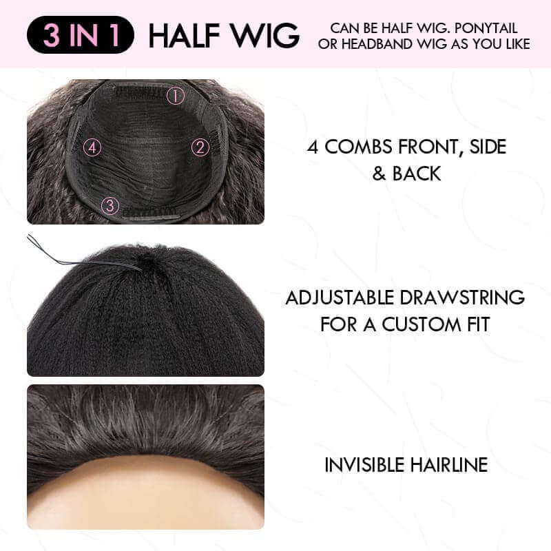 New User Only|QVR Hot Picks Twist Curly Drawstring Half Wig Human Hair Wigs