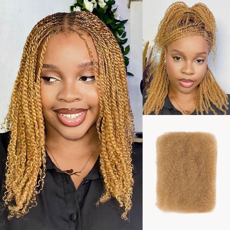 QVR Type 4C Afro Kinky Bulk Braiding Human Hair Extensions For Black Women