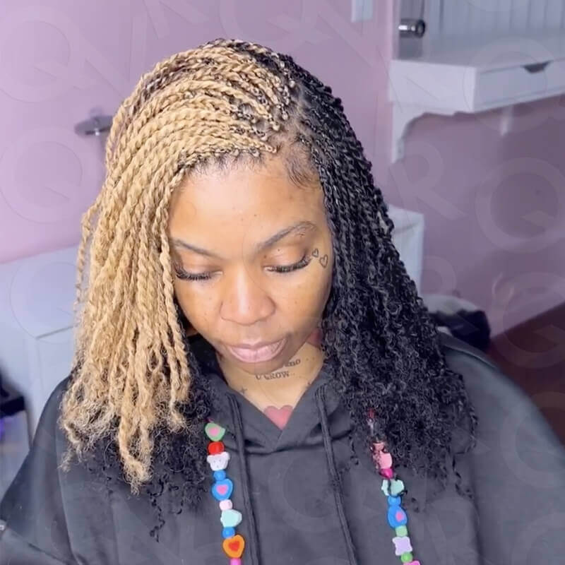 QVR #Honey Blonde+#1B Two Colors Afro Kinky Bulk Human Hair For Braiding DreadLock