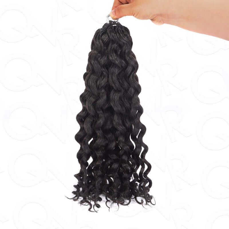 P3G5|Natural Black Water Wave Feather Crochet Hair