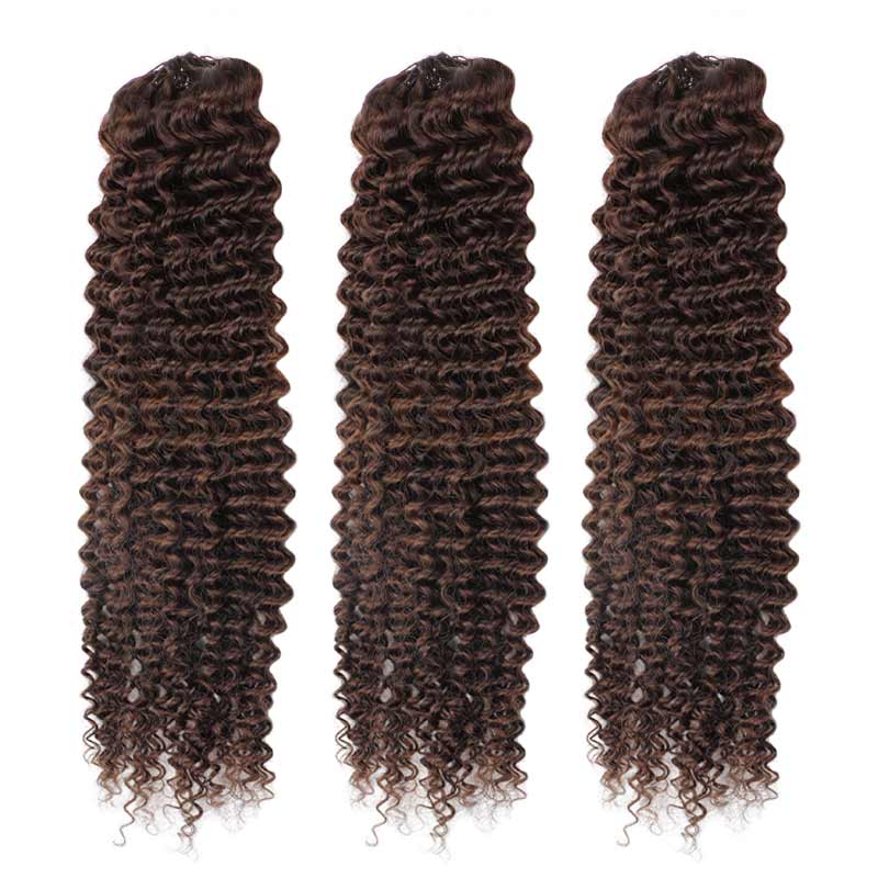 QVR Soft Feather Crochet Hair 3 Packs Small Kinky Curly Machine Made Human Hair Extension