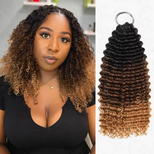 US Only|QVR #T1B/30/27 Small Kinky Curly Feather Crochet Human Hair