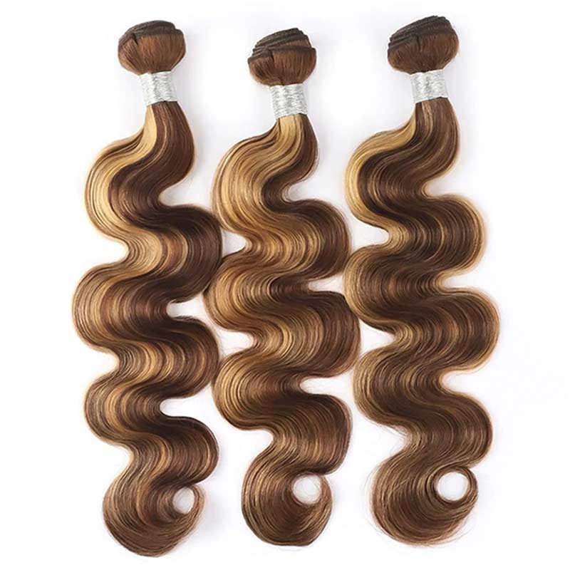QVR Piano Highlight Body Wave Bundles P4/27 Bundles Ombre Human Hair Bundles