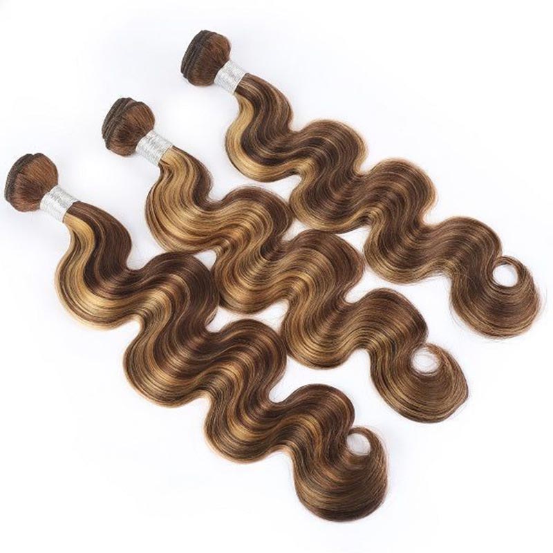 QVR Piano Highlight Body Wave Bundles P4/27 Bundles Ombre Human Hair Bundles