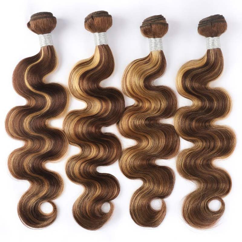 QVR Piano Highlight Body Wave Bundles P4/27 Bundles Ombre Human Hair Bundles