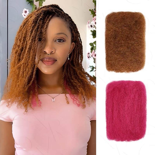 QVR Highlight Two Colors #30+#Pink Afro Kinky Bulk Human Hair For Braiding DreadLock