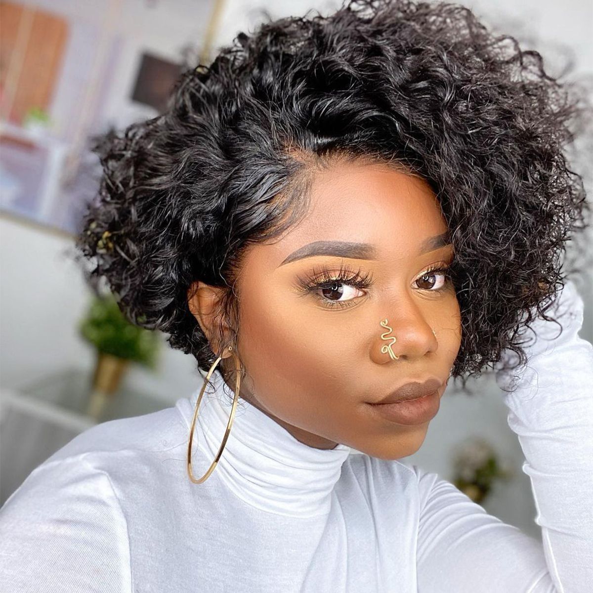 QVR Popular Bouncy Curly Short Pixie Cut Wig 13x4 Lace Wigs