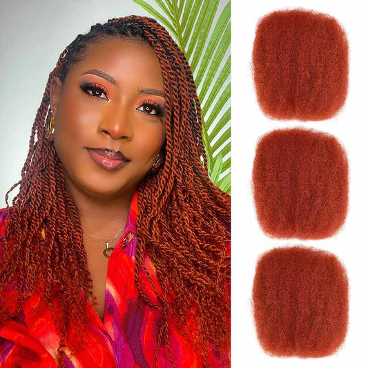 SUPER DEAL|3 PACKS Dark Orange Afro kinky Bulk SEND 1 FREE HAIR 10''