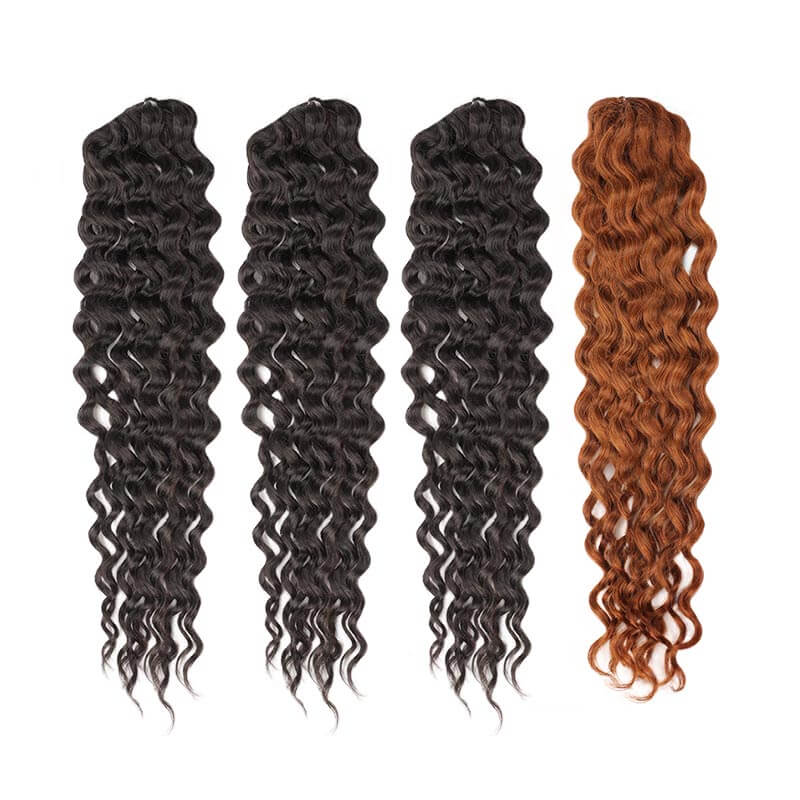 QVR 1 Pack Muti-Color Water Wave Crochet Braid Human Hair Extensions