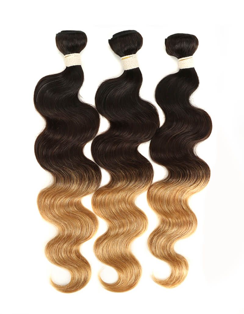QVR Remy Human Hair 3 Bundles Body Wave Virgin Hair T1B/4/27