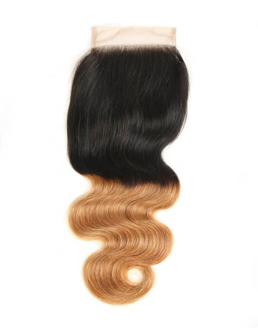 QVR Remy Human Hair 4x4 Closure Body T1B/27