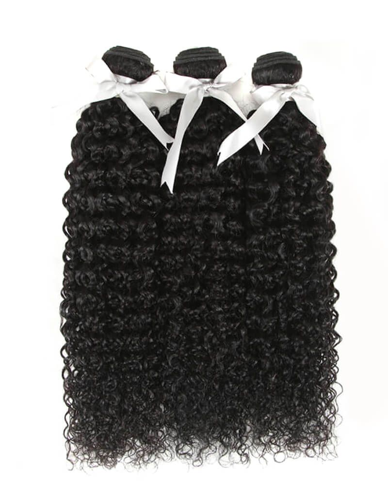 QVR Unprocessed Bohemian Curly Bundles Remy Human Hair 3pcs Natural Black
