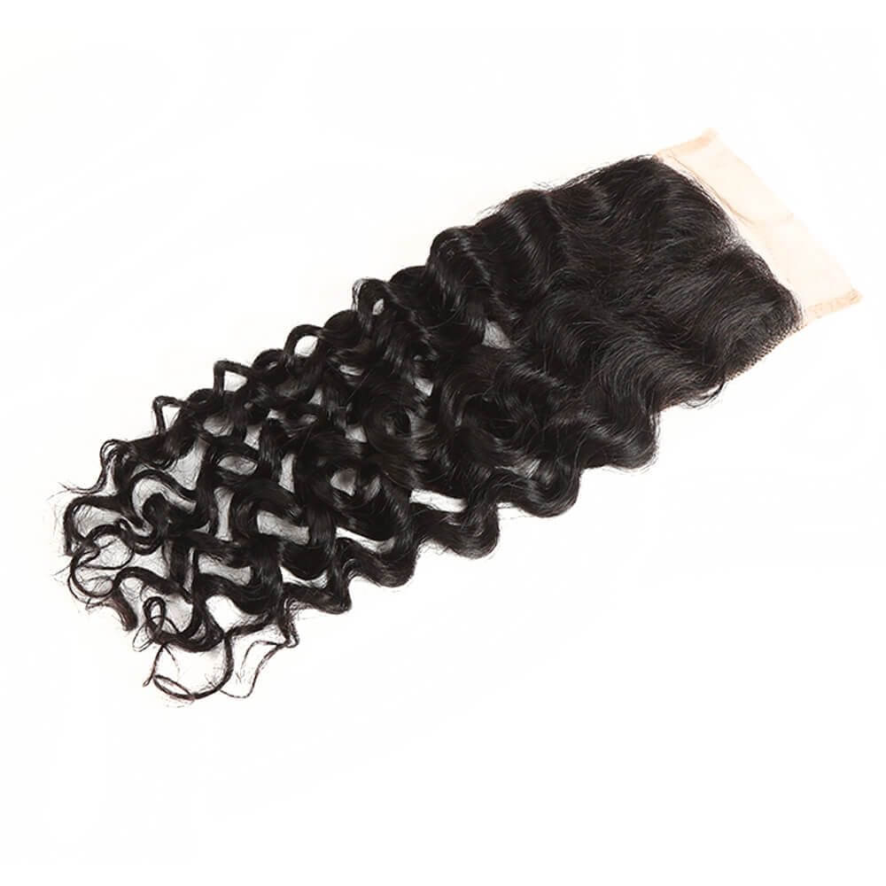Queen Remy Human Hair Bundles Water Wave 4 Bundles With 4x4 Lace Closure