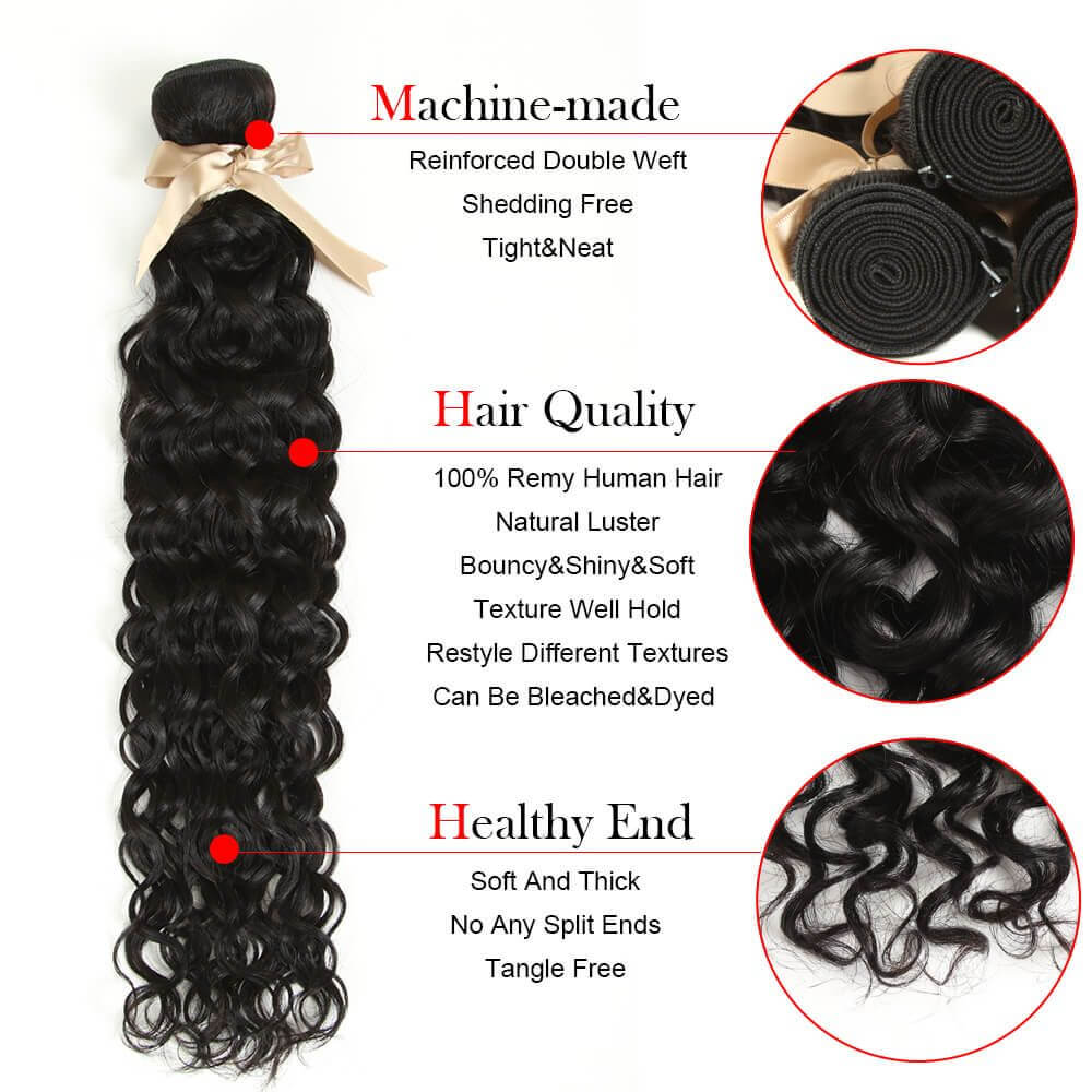 Queen Remy Human Hair Bundles Hair Weave Water Wave 4 Bundles