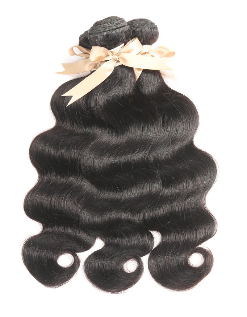 Queen Remy Human Hair 3 Bundles with Closure Virgin Human Hair Weave  Jade Green Closure And Black Hair Bundles Skunk Stripe Human Hair
