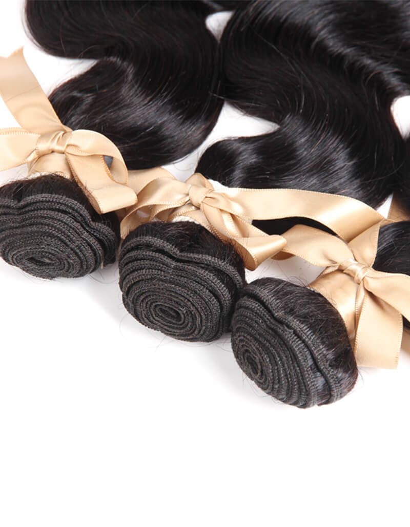 Queen Remy Human Hair 3 Bundles with Closure Virgin Human Hair Weave  Jade Green Closure And Black Hair Bundles Skunk Stripe Human Hair
