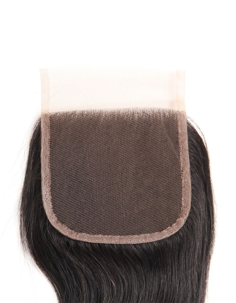 QVR Remy Human Hair Bundle With Closure Body Wave 4 Bundles With 4x4 Lace Closure Natural Color