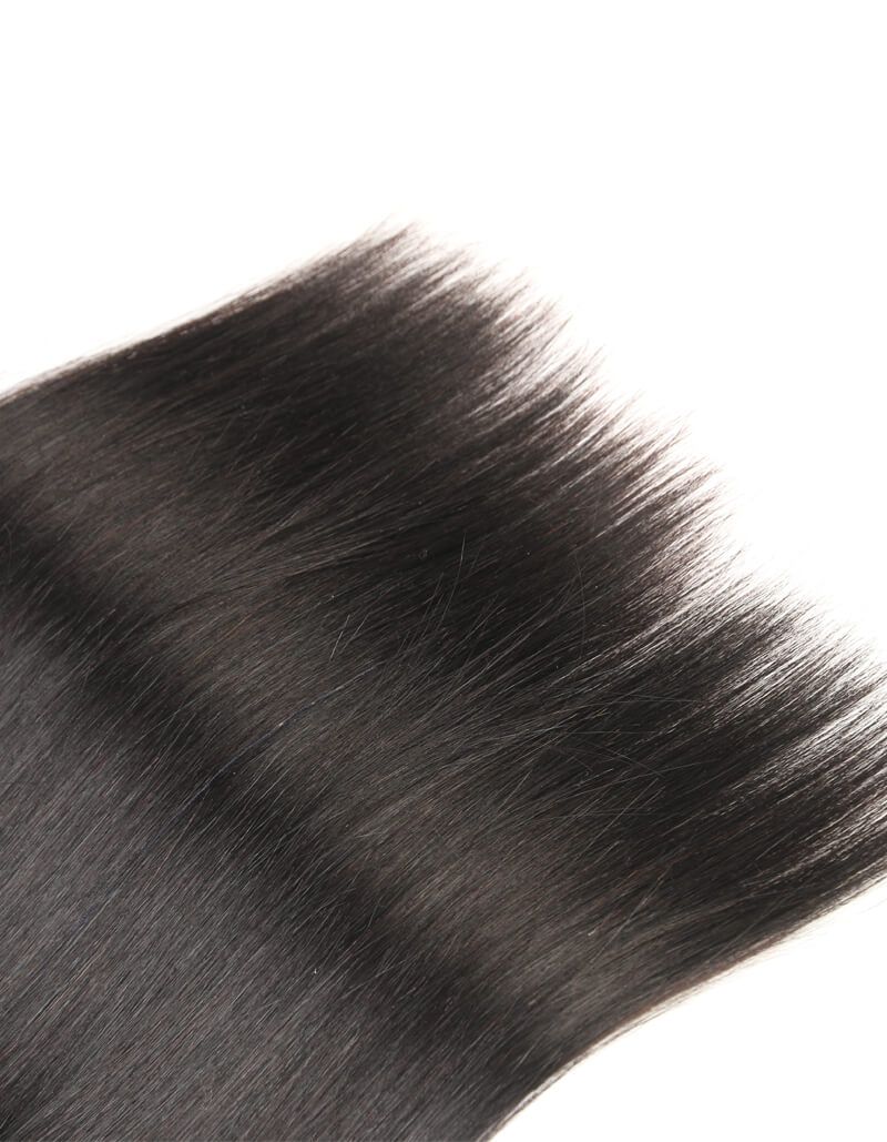 QVR Remy Human Hair Straight Hair Weave 3 Bundles With 4x4 Lace Closure