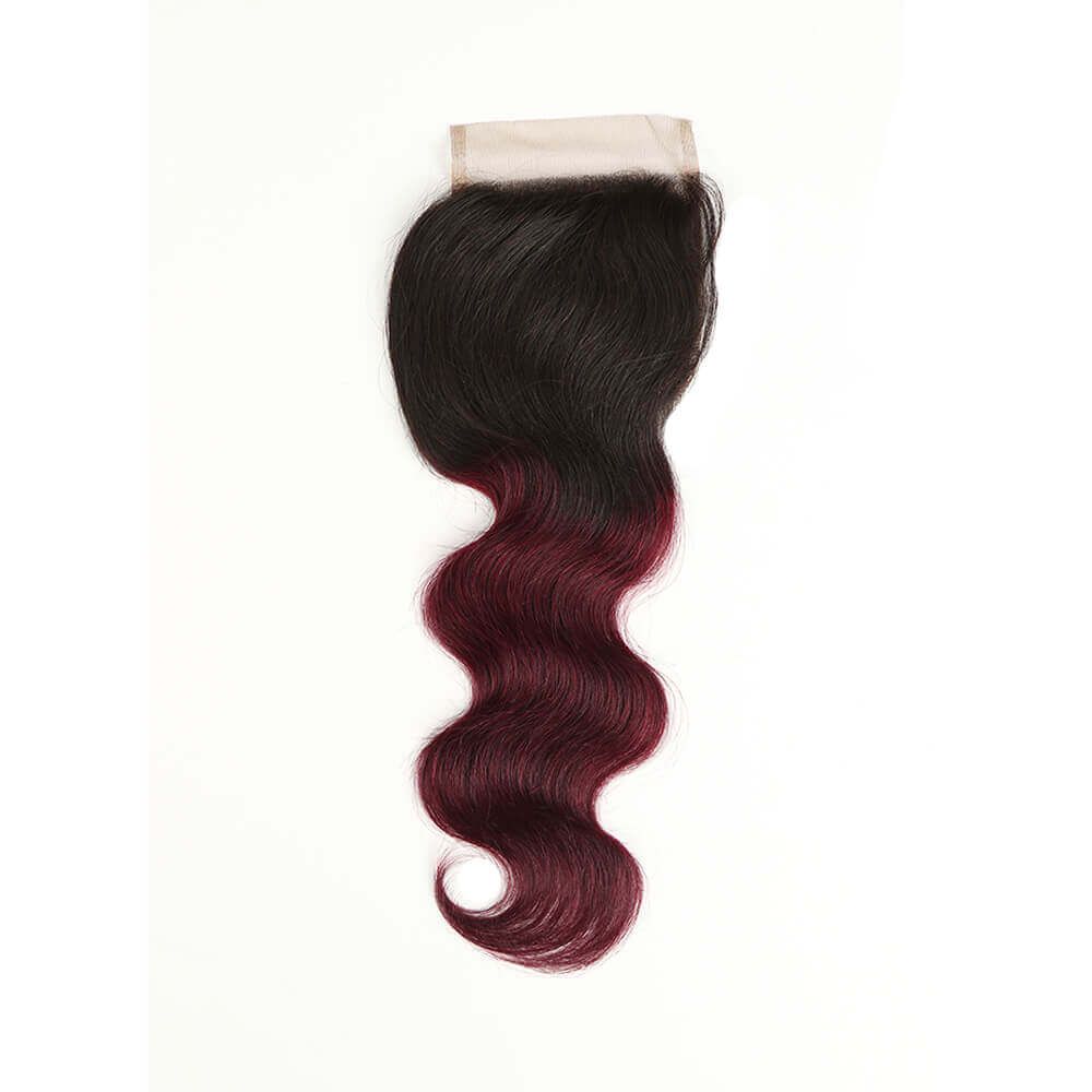 QVR Remy Body Wave Human Hair Bundles With Closure 1B Burgundy Remy Peruvian Dyed Omber 3 Bundles With Frontal 4x4 Brazilian Human Hair