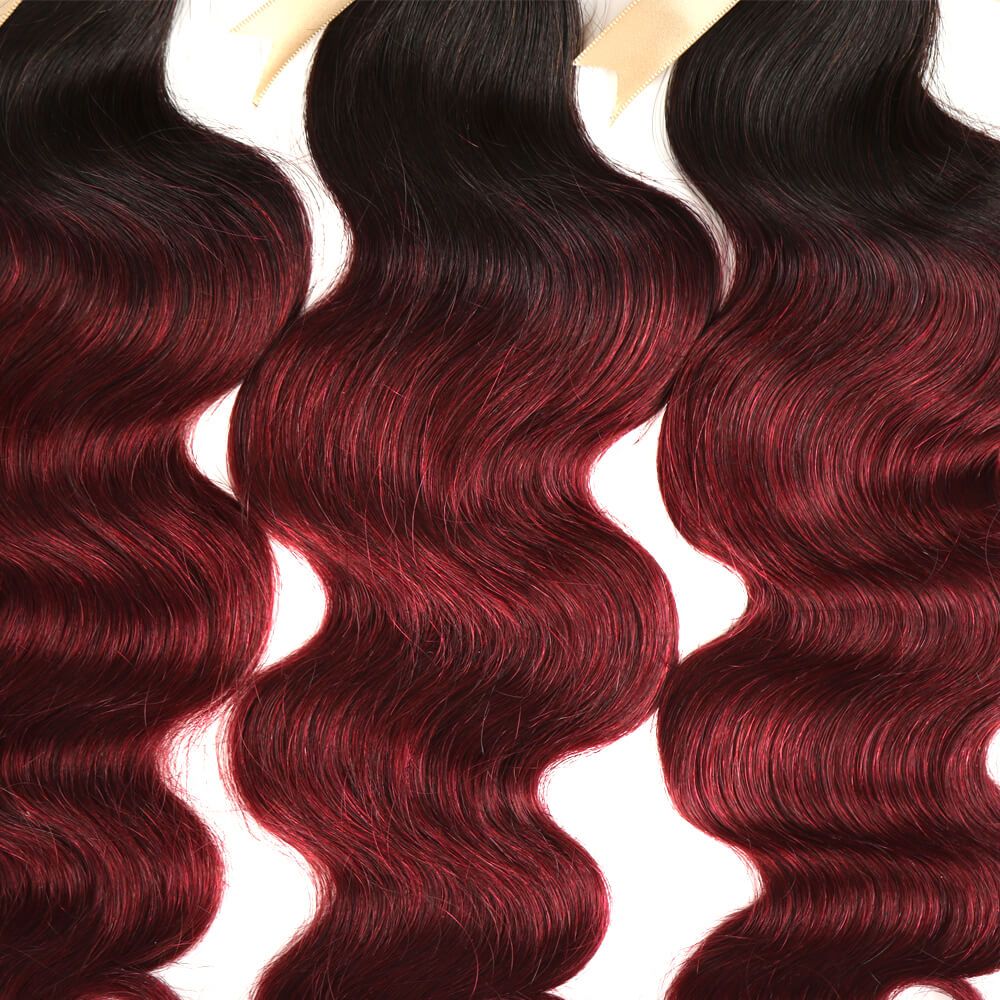 QVR Remy Human Hair 3 Bundles Body Wave Hair T1B/99J