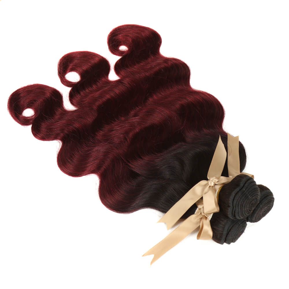 QVR Remy Human Hair 3 Bundles Body Wave Hair T1B/99J