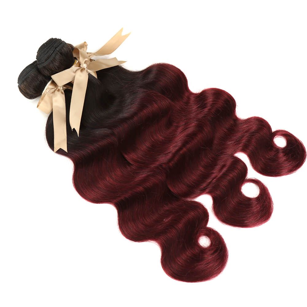 QVR Remy Human Hair 3 Bundles Body Wave Hair T1B/99J