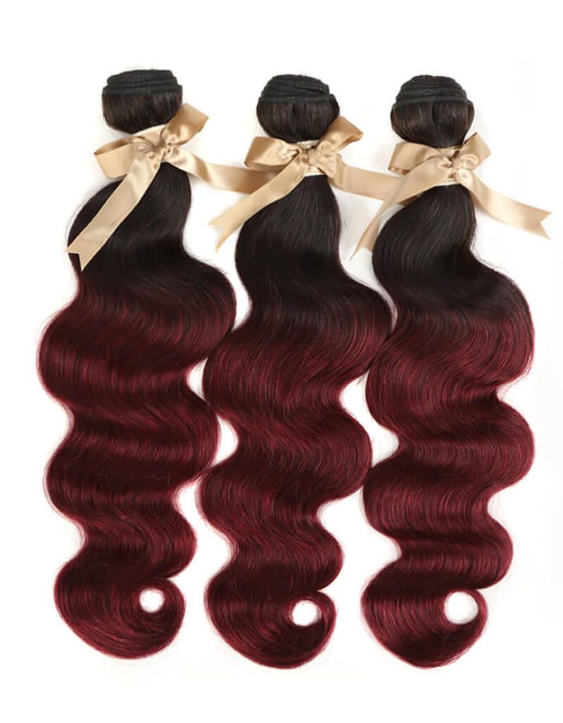 QVR Remy Human Hair 3 Bundles Body Wave Hair T1B/99J