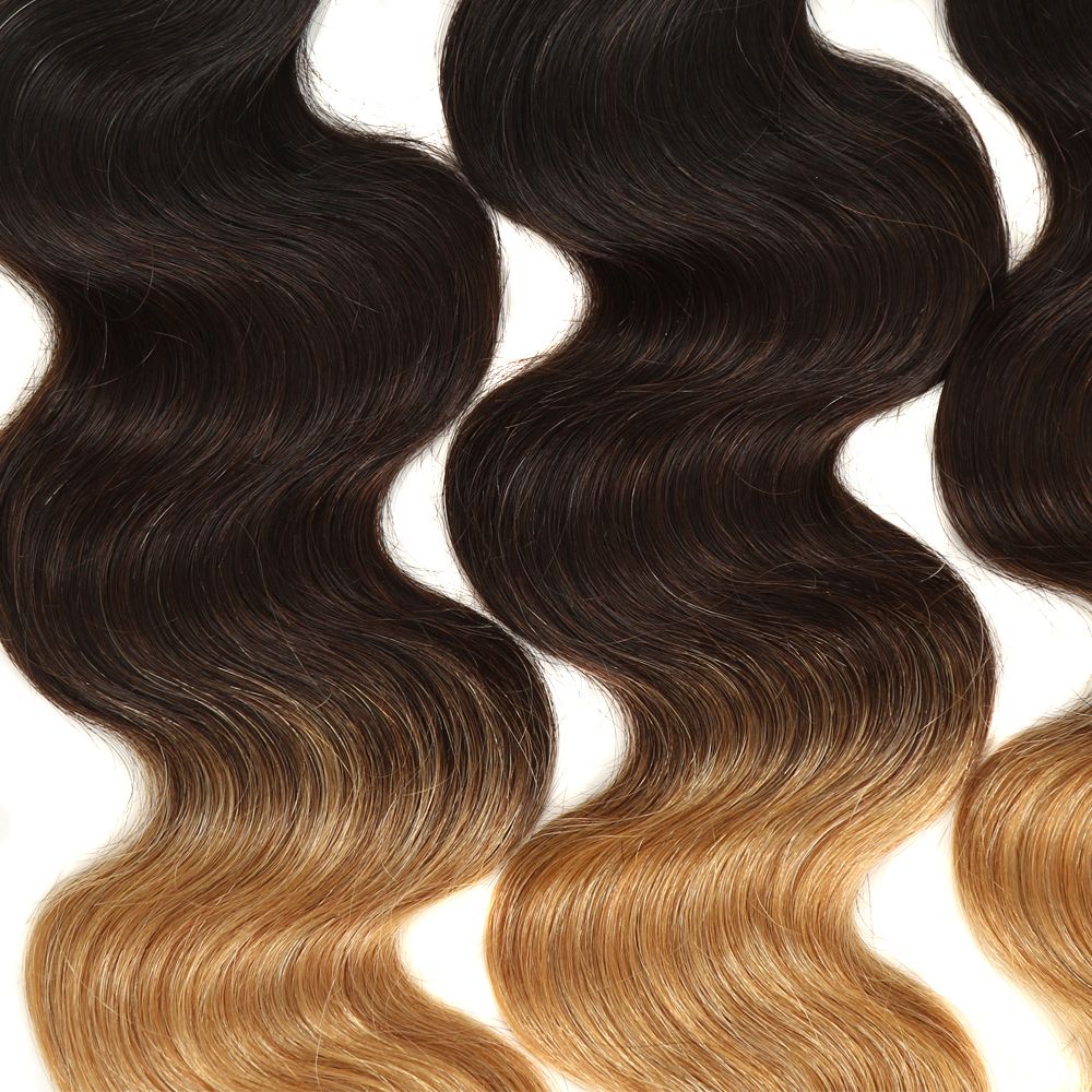 QVR Remy Human Hair 3 Bundles Body Wave Virgin Hair T1B/4/27