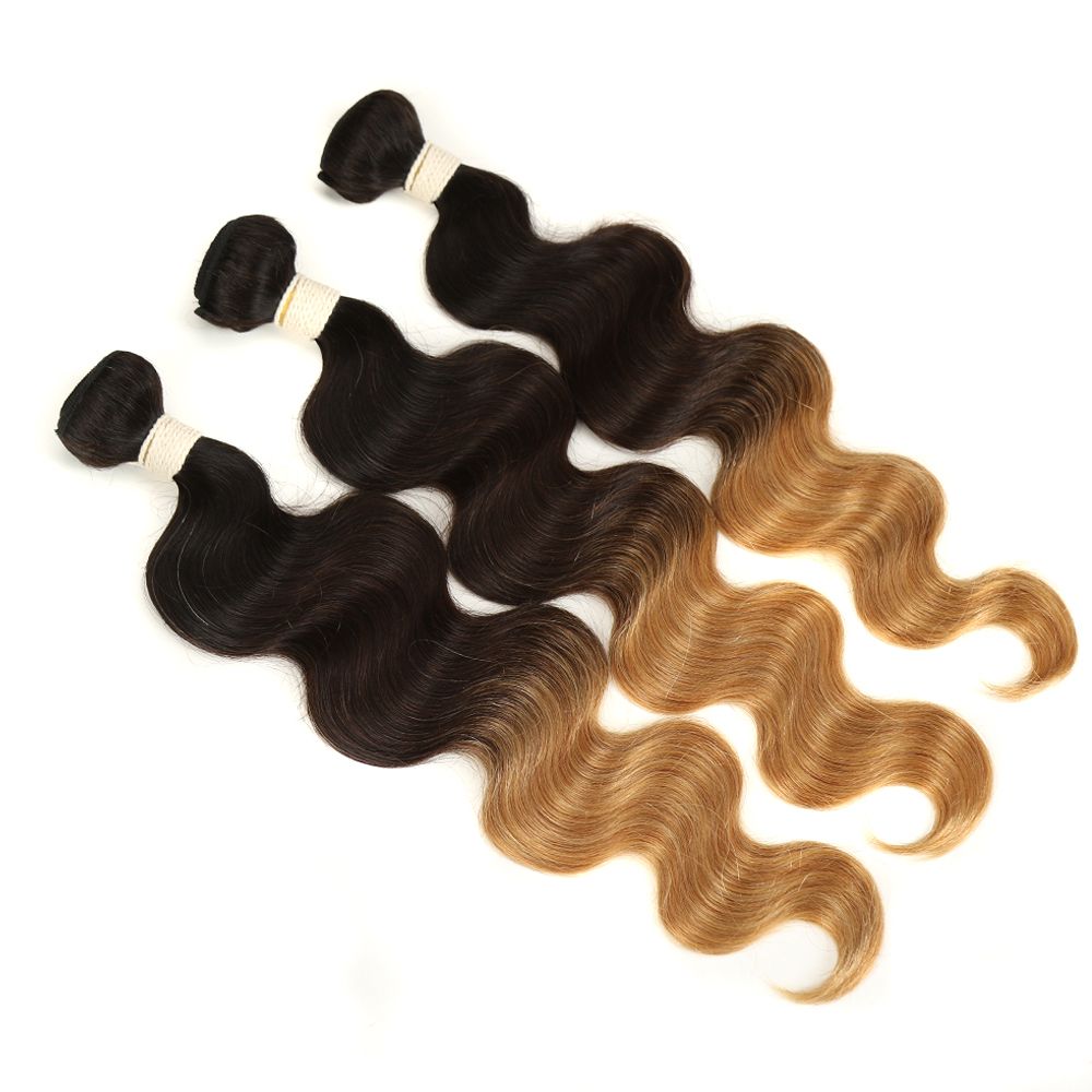 QVR Remy Human Hair 3 Bundles Body Wave Virgin Hair T1B/4/27