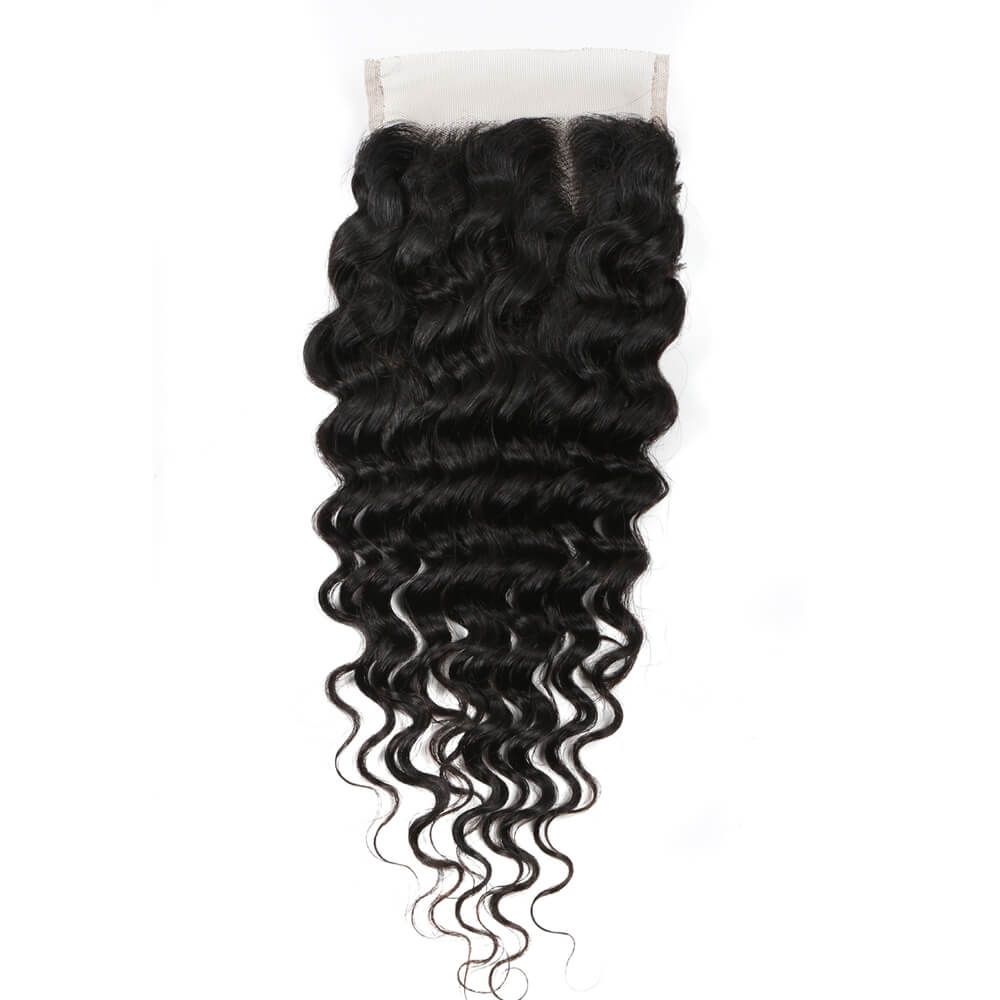 QVR Queen Remy 3 Bundles  Deep Wave Bundles with Closure Peruvian Hair Bundles with Closure Remy 100% Human Hair Bundles with Frontal