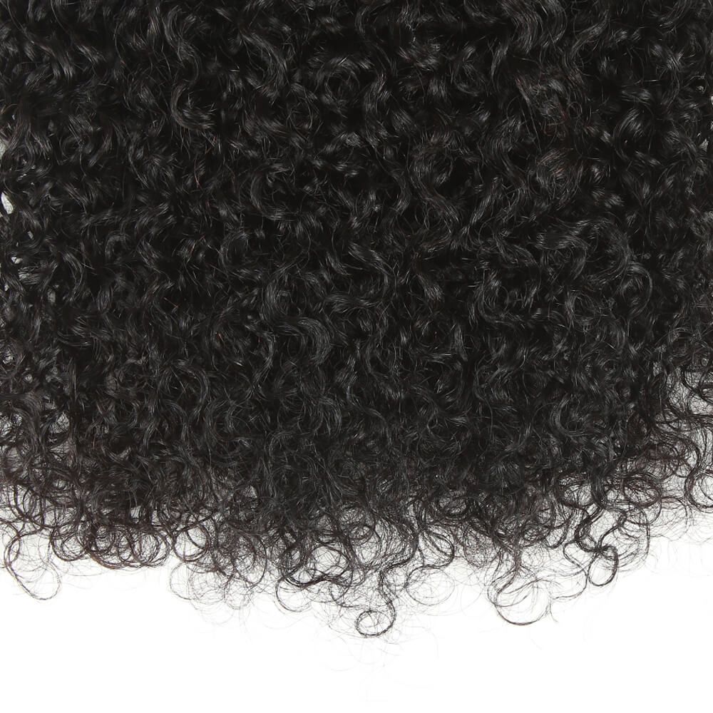 Remy Jerry Curl  Human Hair Natural Black  3/4 Bundles With 4x4 Lace Closure