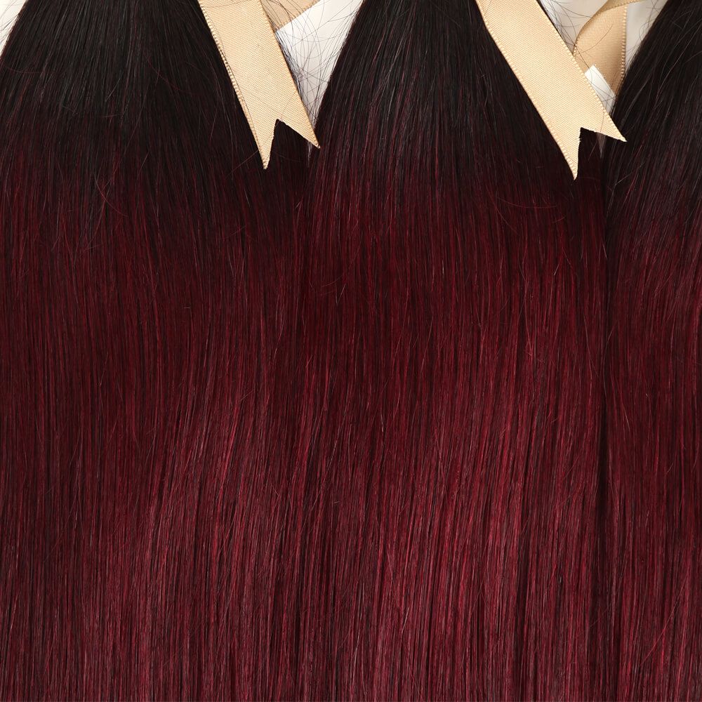 QVR Remy Human Hair 3 Bundles Straight Hair T1B/99J