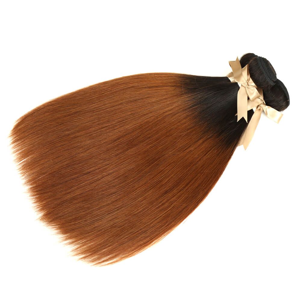 QVR Remy Human Hair 3 Bundles Straight Hair T1B/30